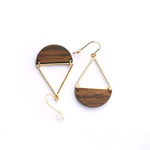 Mana Jewelry Walnut & Gold Earrings
