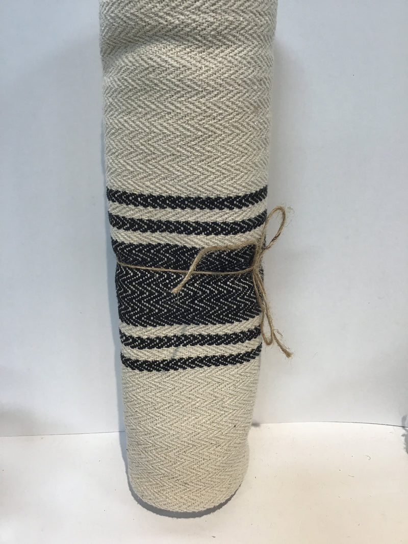 Canvas Table Runner with Stripes, Black