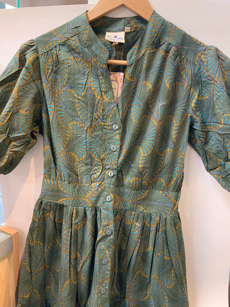Anya Organic Cotton Dress Teal Fan