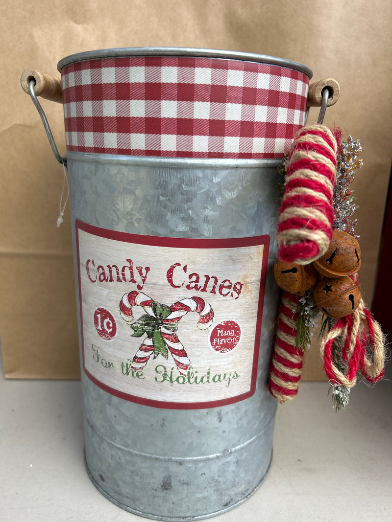 Candy Cane Bucket w/Handles