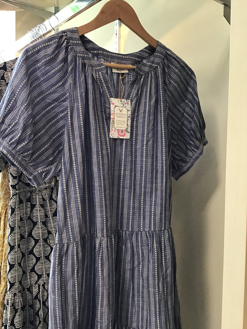 Alchemy Althea Dress Blue And White Stripes