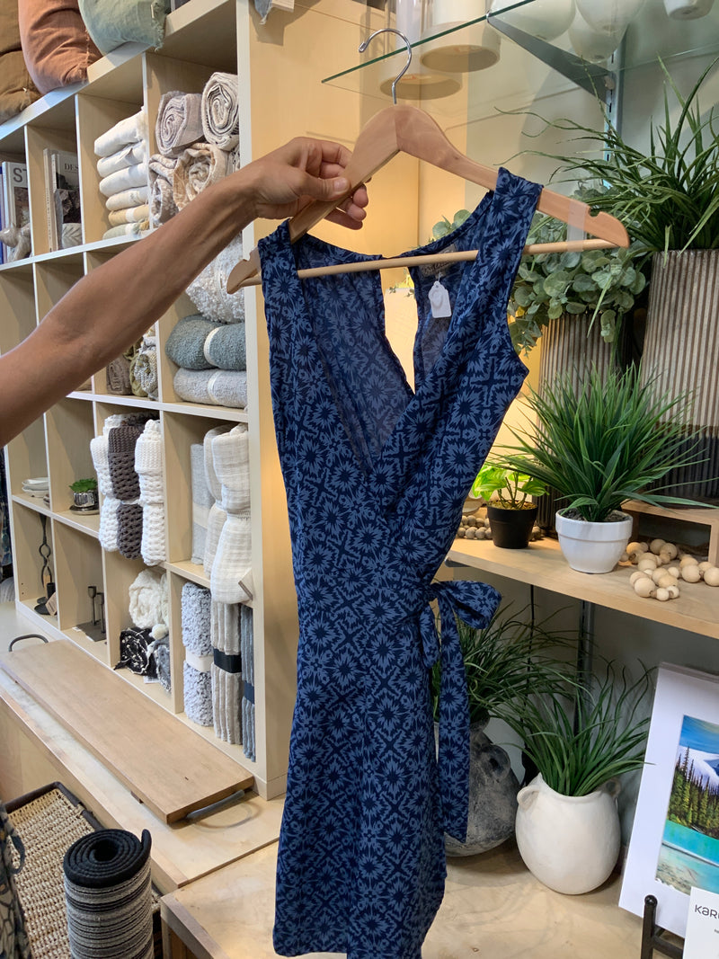 Blue Star Explosion Wrap Victoria Dress