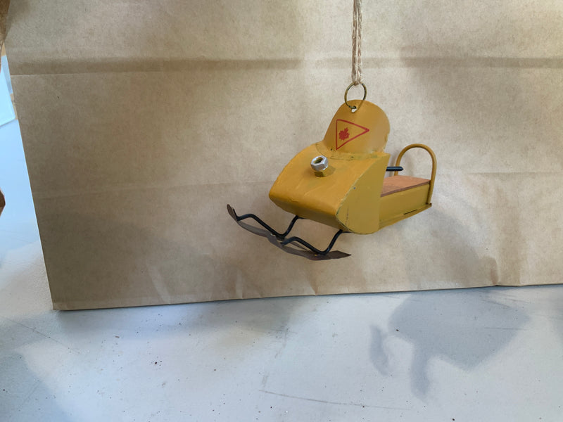 Yellow Snow Mobile Ornament