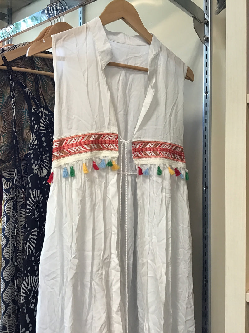 White Boho Tassel Cover Up