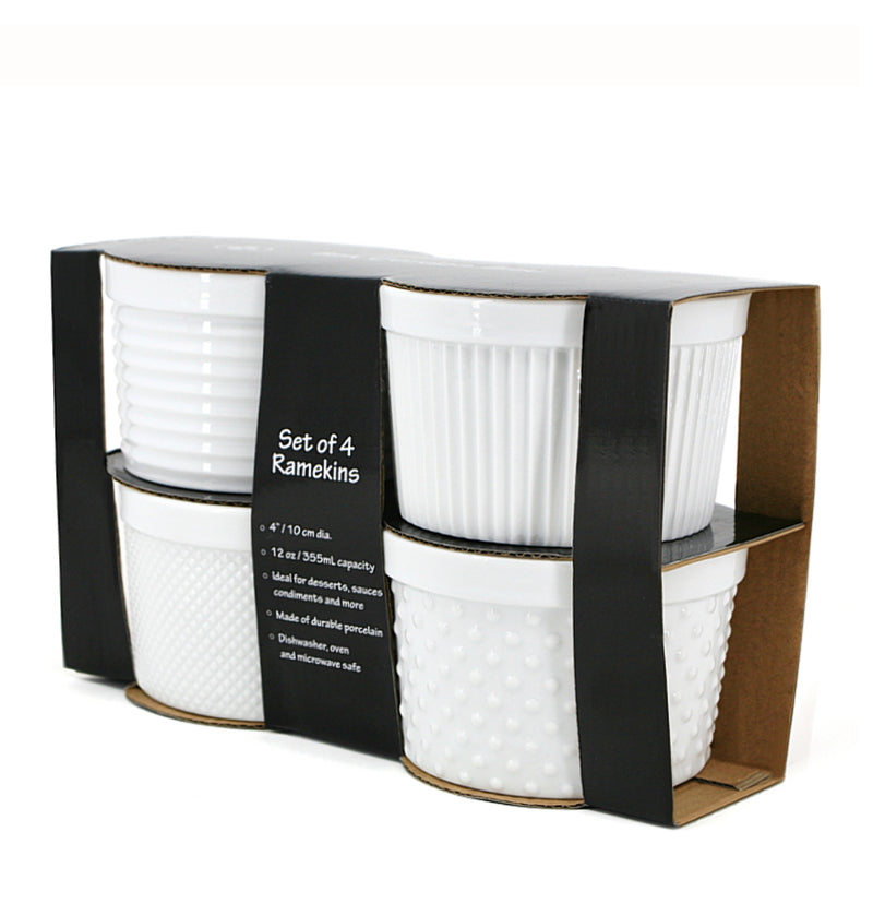 White Porcelain Ramekins Large s/4