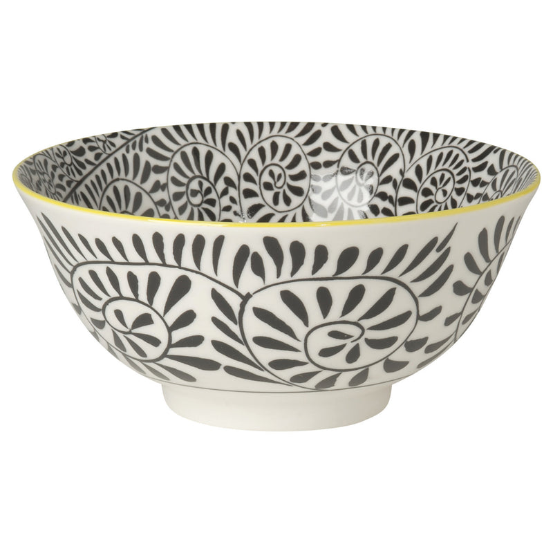 Black Vines Stamped Bowl 6 inch