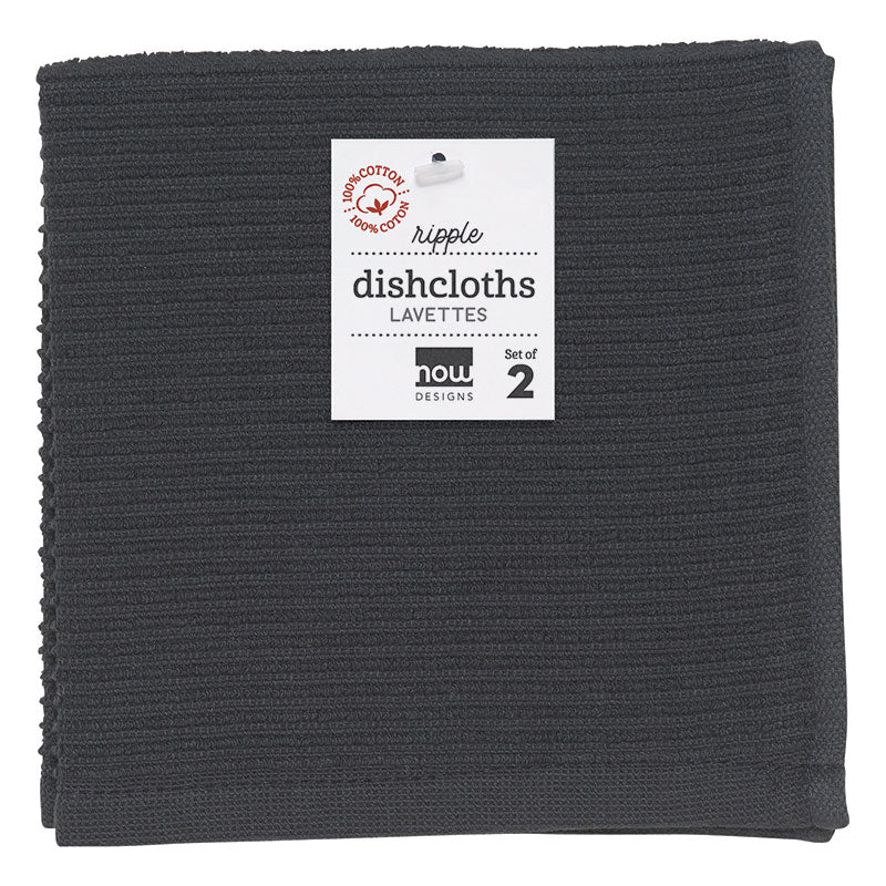 Set of 2 Ripple Dishcloths Black
