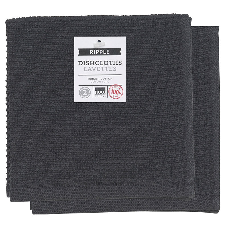 Set of 2 Ripple Dishcloths Black