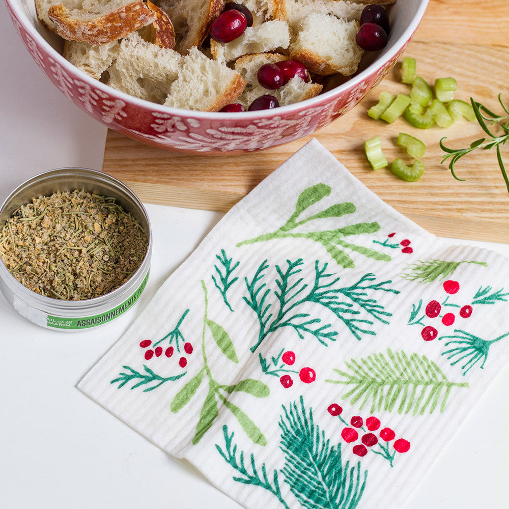 Dishcloth Swedish Bough & Berry with food