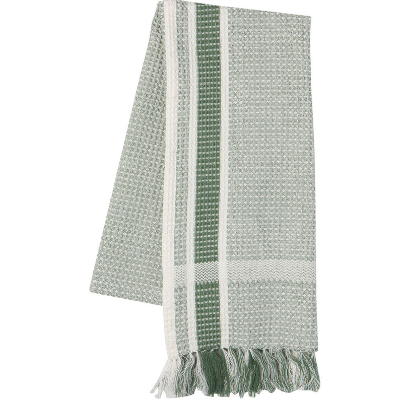 Tea Towel Soft Waffle Heirloom Jade folded