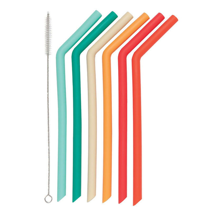 Set of 6 Silicone Smoothie Straws Cheer