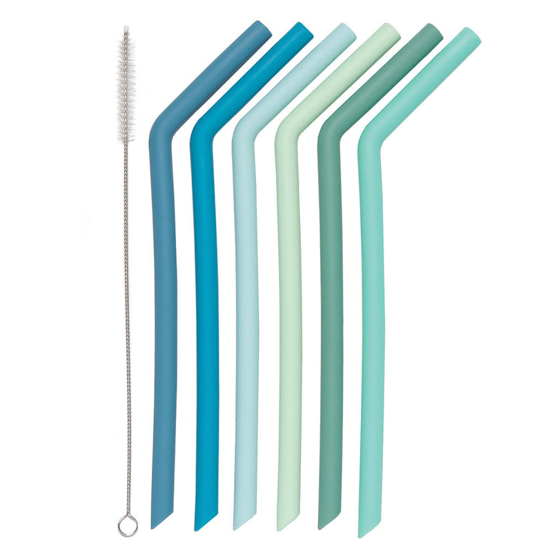 Set of 6 Silicone Smoothie Straws Marina