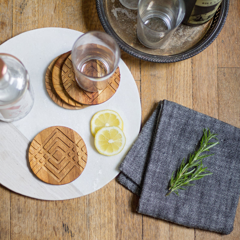 Coasters Wood Geo Set of 4