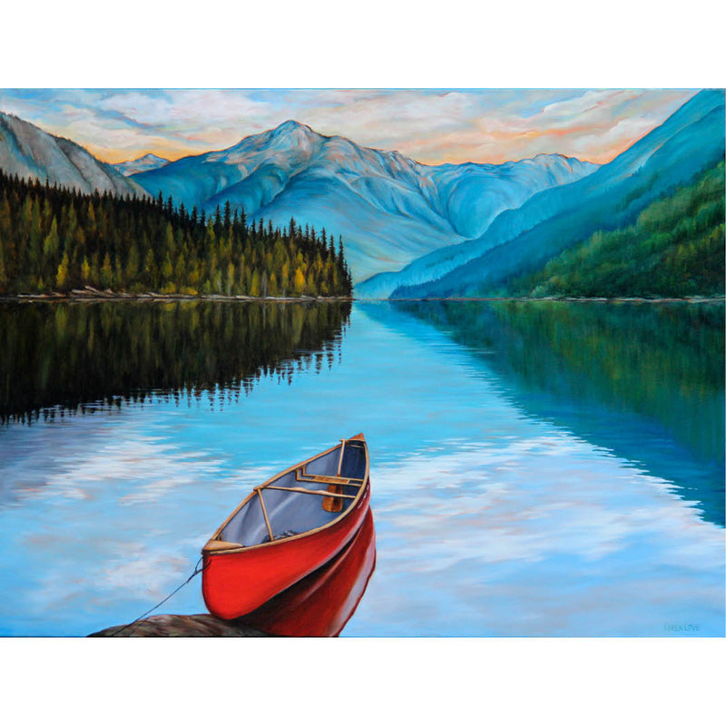 Red Canoe At Birkenhead - Karen Love Art Greeting Card